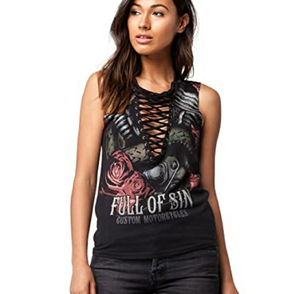 Metal Mulisha lace up tank